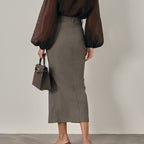 High-Waist Slit Maxi Skirt