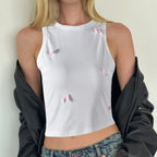 Women Clothing round Neck Cropped Bow Sexy Vest Women Sling
