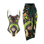 Printed Skirt One-piece Swimwear