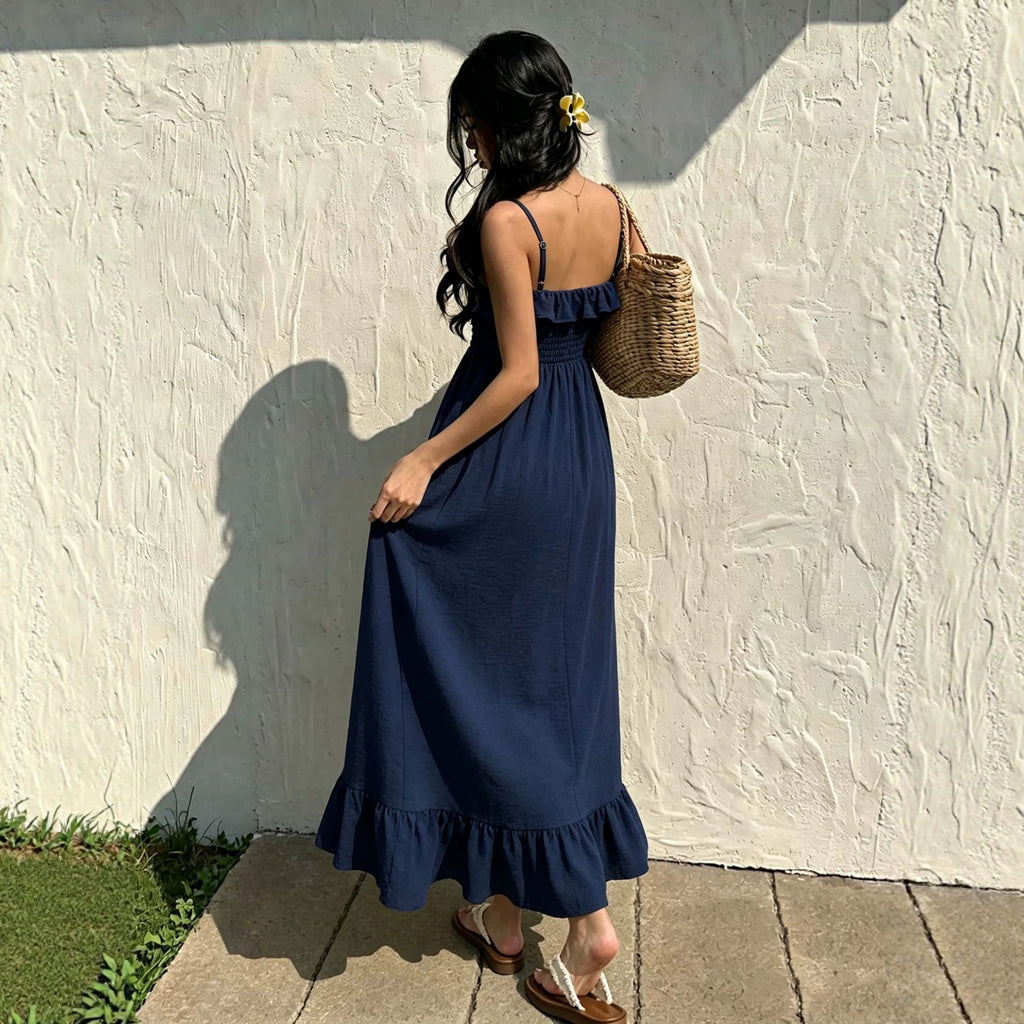 Women's Backless Ruffled Dress