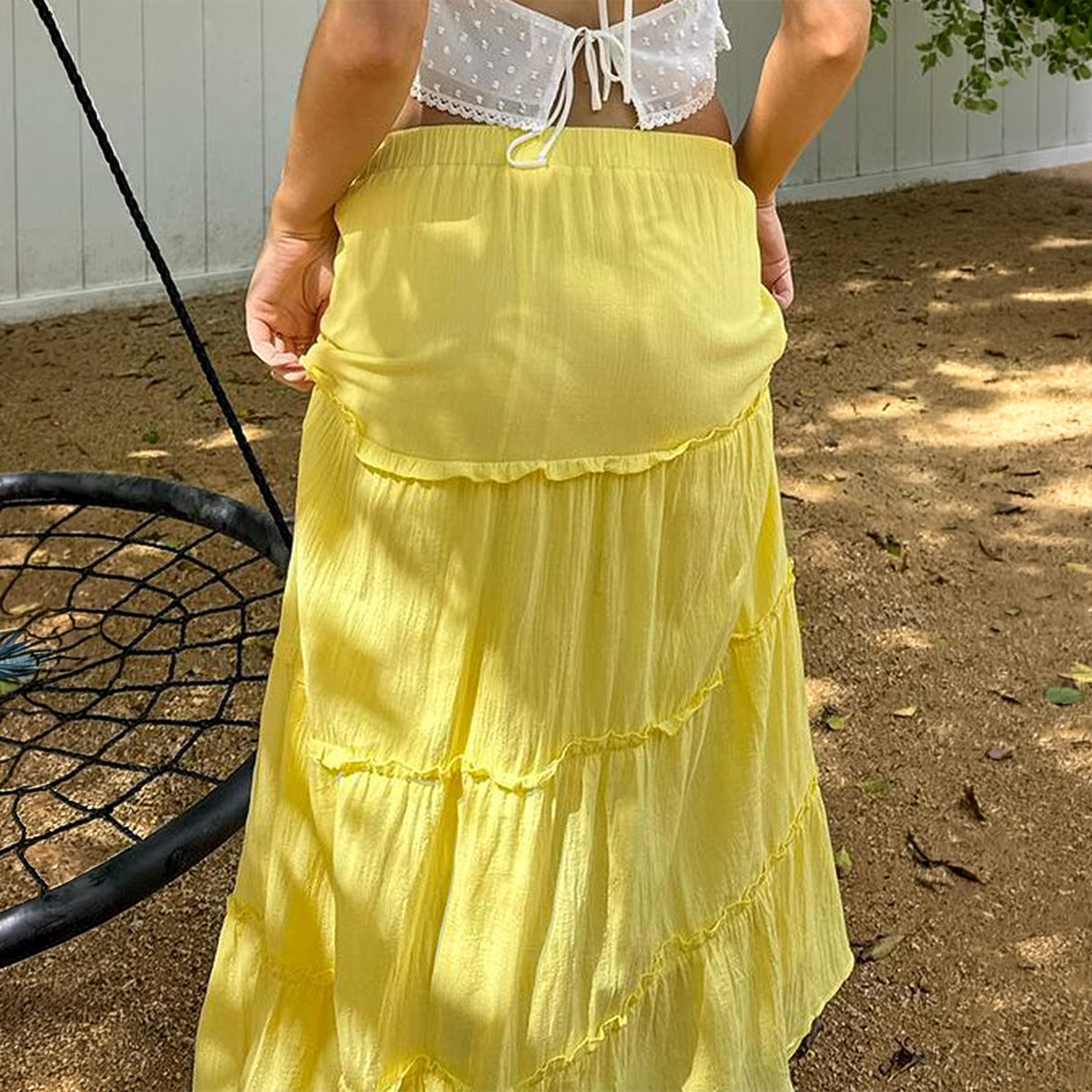 Women's Women Clothing Summer Elegant South French Holiday Elastic A Line Long Skirt