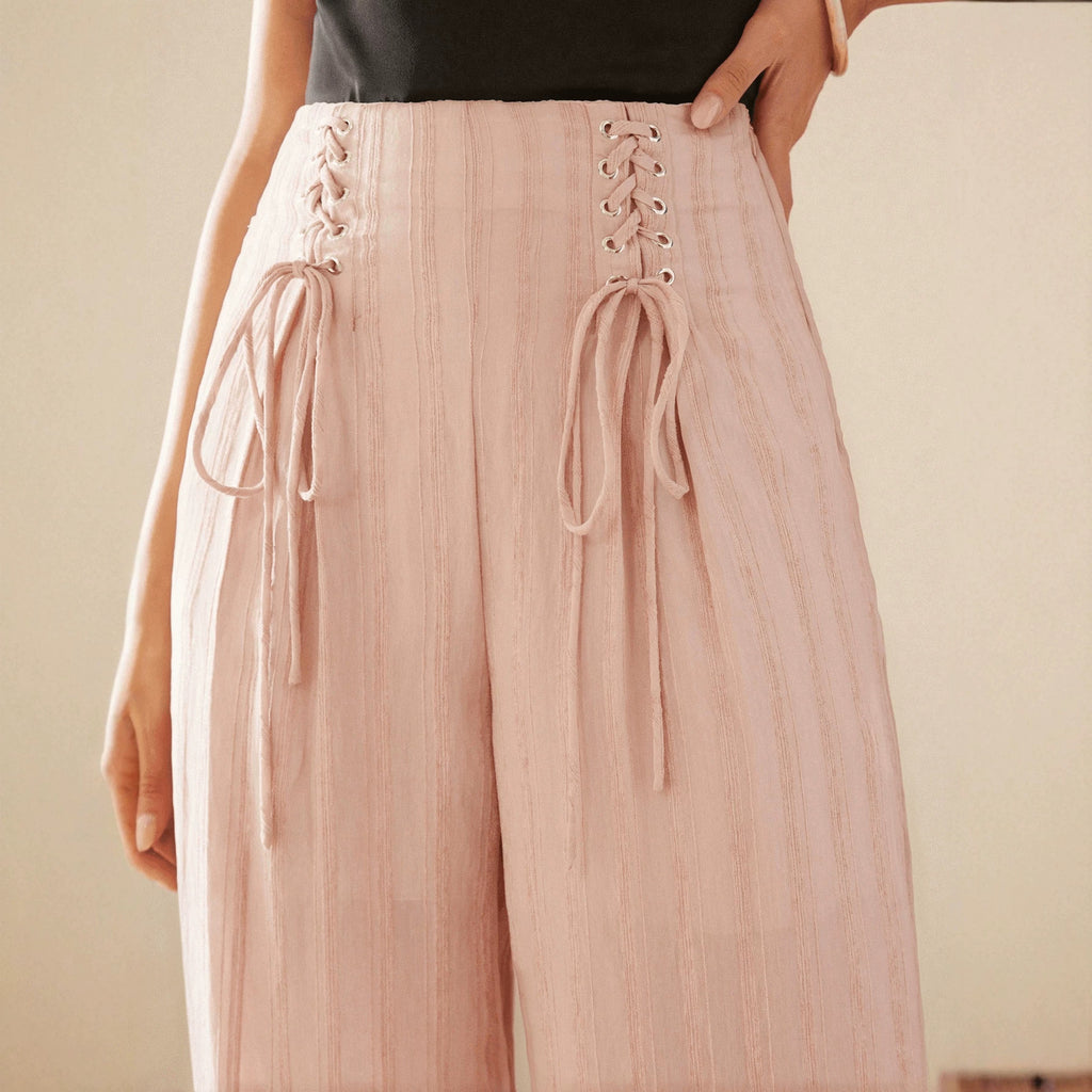 Slim Fit Pink Office Small French Wide Leg Pants A line Gentle Loose Design Slimming Stripes Casual Pants