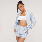 Women's Autumn Winter Tie Dyed Sweater and Skirt Two-Piece Set