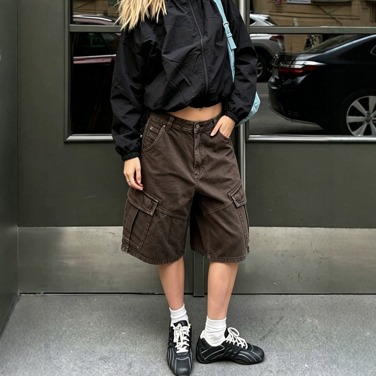 Sports Loose Straight Office Casual Tooling Pocket Women