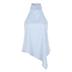 Women's Satin Halter Asymmetric Top