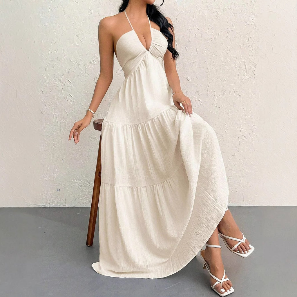 Women's Backless Pleated Dress