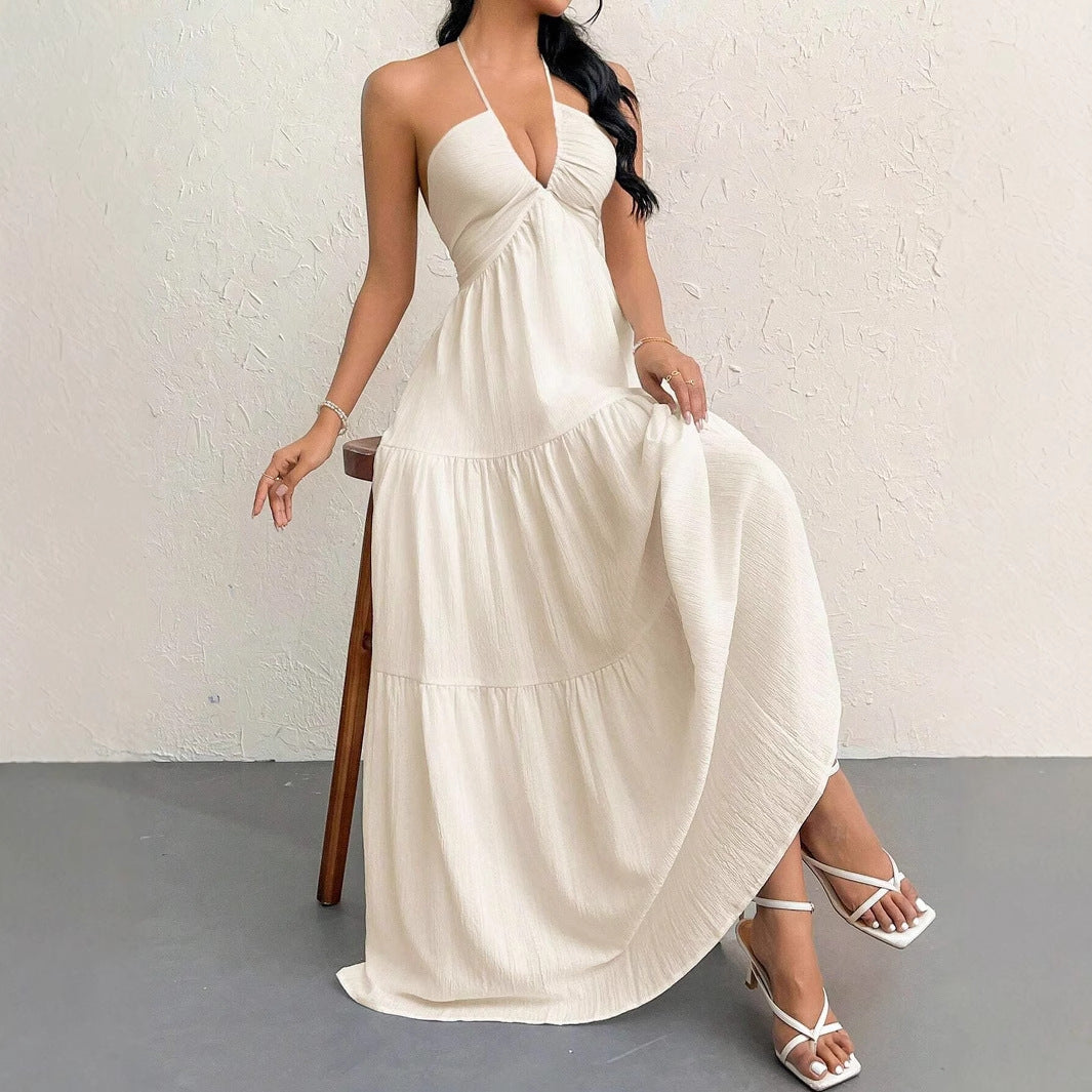 Women's Backless Pleated Dress