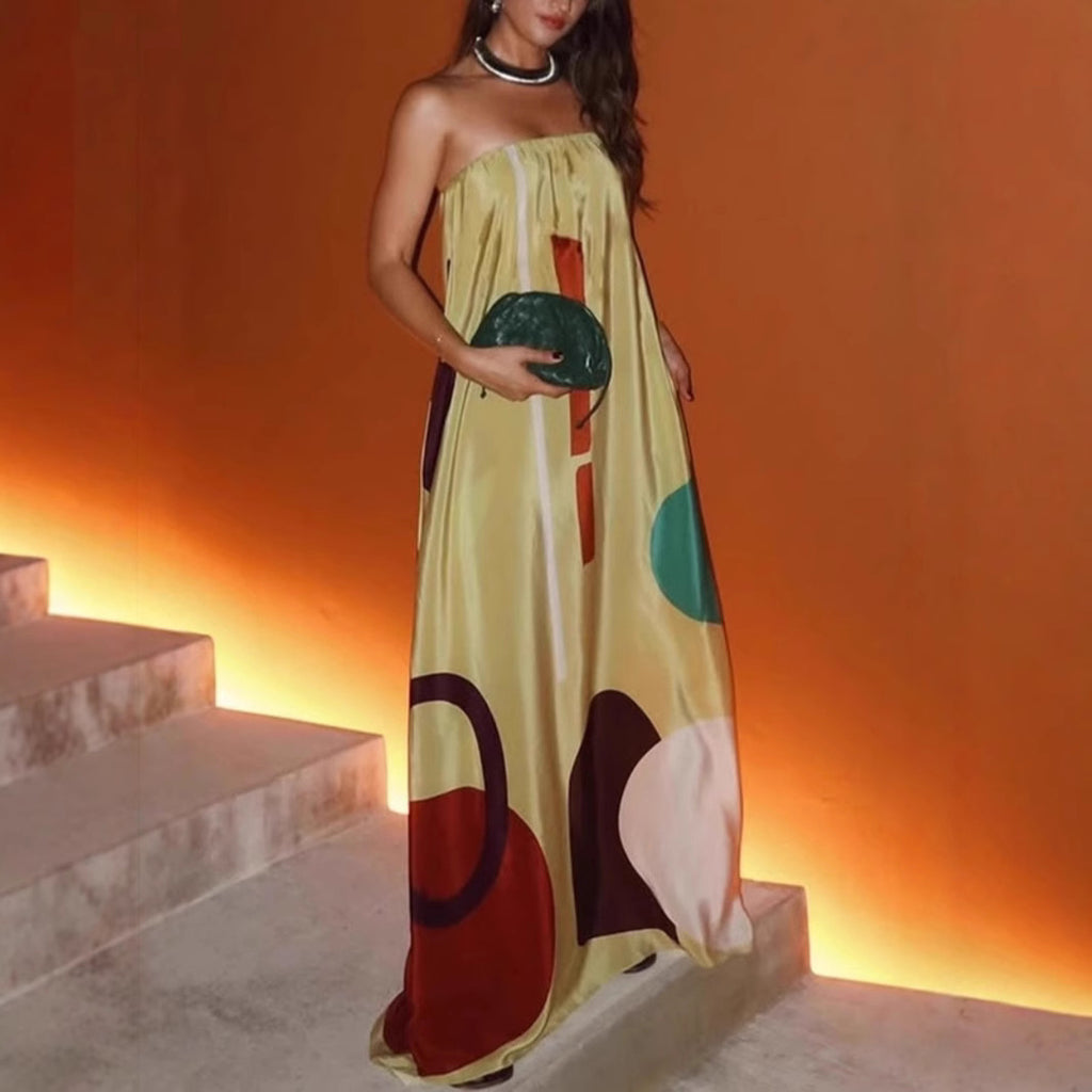 Printed Sleeveless Dress Pocket Vacation