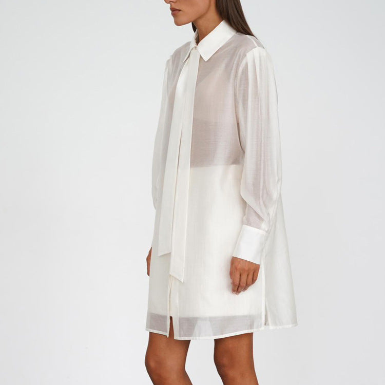 Sheer Tie Cardigan Shirt
