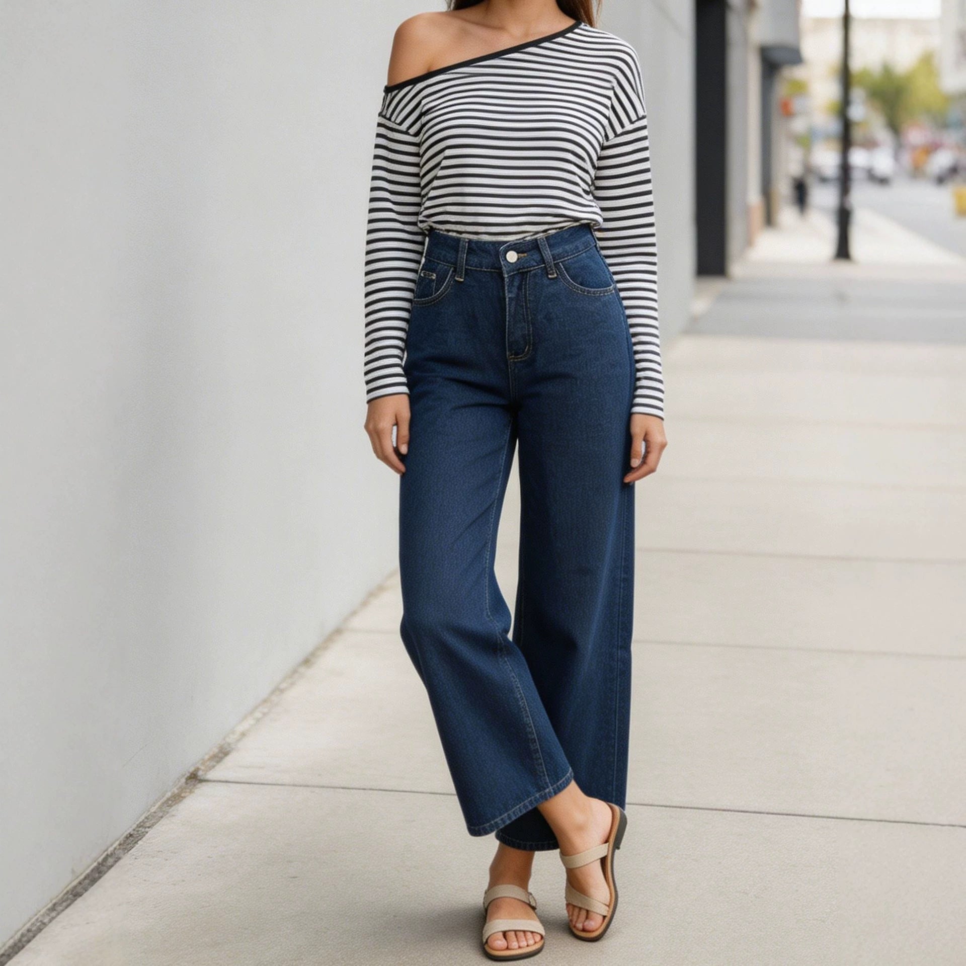 Simple Retro Slim Fit Slimming Straight Women Jeans