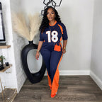 Women's Half Sleeve Top With Slim Fit Trousers Casual Two Piece Set