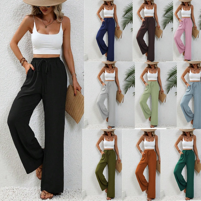 Women's Solid-Color Wide-Leg Pants