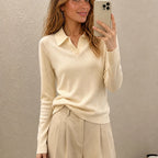 Polo Collar Cashmere-Feel Sweater