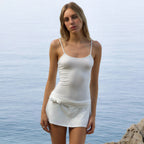 Summer Solid Color Slim Fit Camisole Short Skirt Set