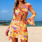 Printed Four Cover Up Swimwear