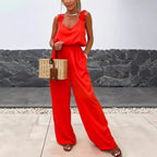 Women's Suspender Wide-Leg Jumpsuit