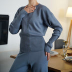 Knit Cardigan & Bootcut Pants Set