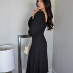 Women's Solid Square-Neck Dress with Cross-Strap Detail