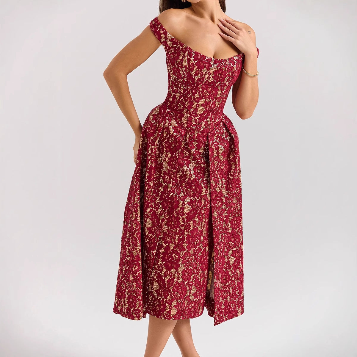 Women's Off Shoulder Floral Backless Dress