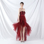Women's Floral Sequin Stitching Mesh Strapless Dress
