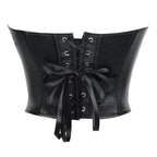 Black Leather Lace-Up Corset Top