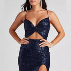 Women's Beaded Sequin V-Neck Cocktail Dress