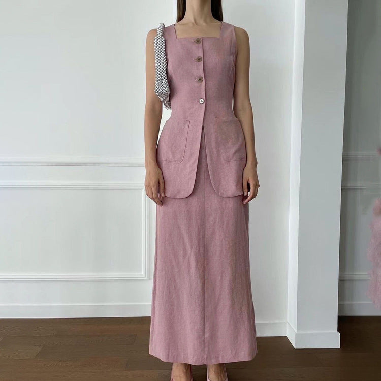 Sleeveless Vest & Skirt Set