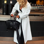 Simple Office Long Trench Coat Women Collared Long Sleeve