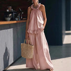 Spring Summer Halterneck Vest Cotton Linen Retro HW Loose
