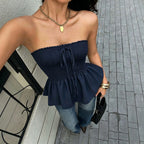 Sexy Tube Top Women Waist Tight Slimming Flounce Hem