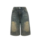 Women's Rhinestone Knee-Length Denim Shorts