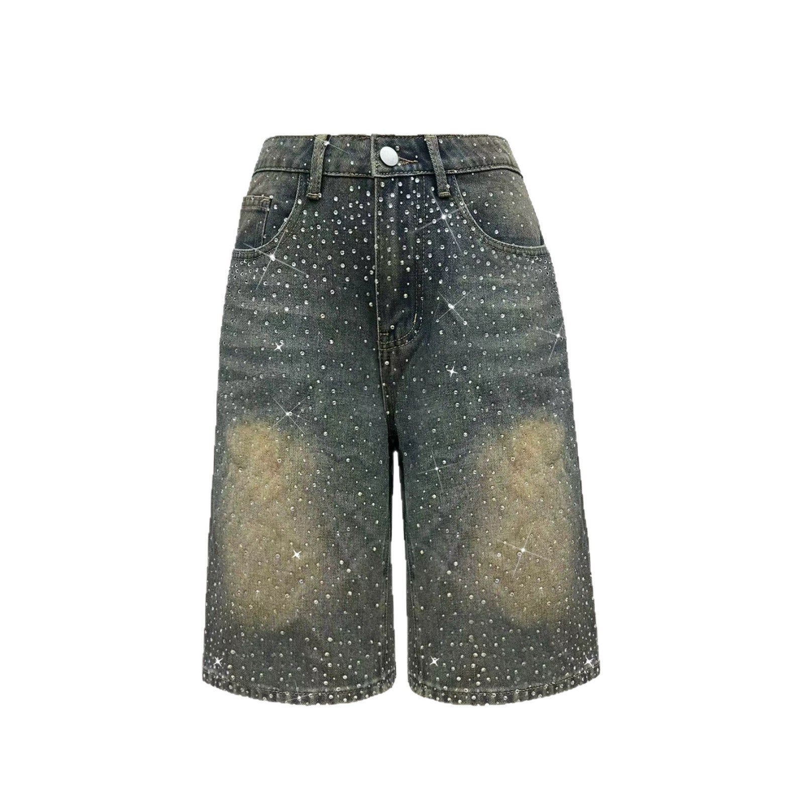 Women's Rhinestone Knee-Length Denim Shorts