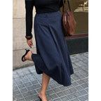 Plus Size Women Clothes Striped Skirt High Waist Drooping Large Swing