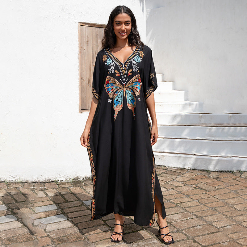 Rayon Embroidered Cover Up Swimwear