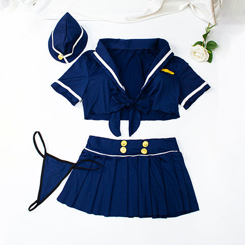 Sexy Seduction Sexy Lingerie Sexy Blue Policewoman Role Play Split JK Short Skirt Uniform