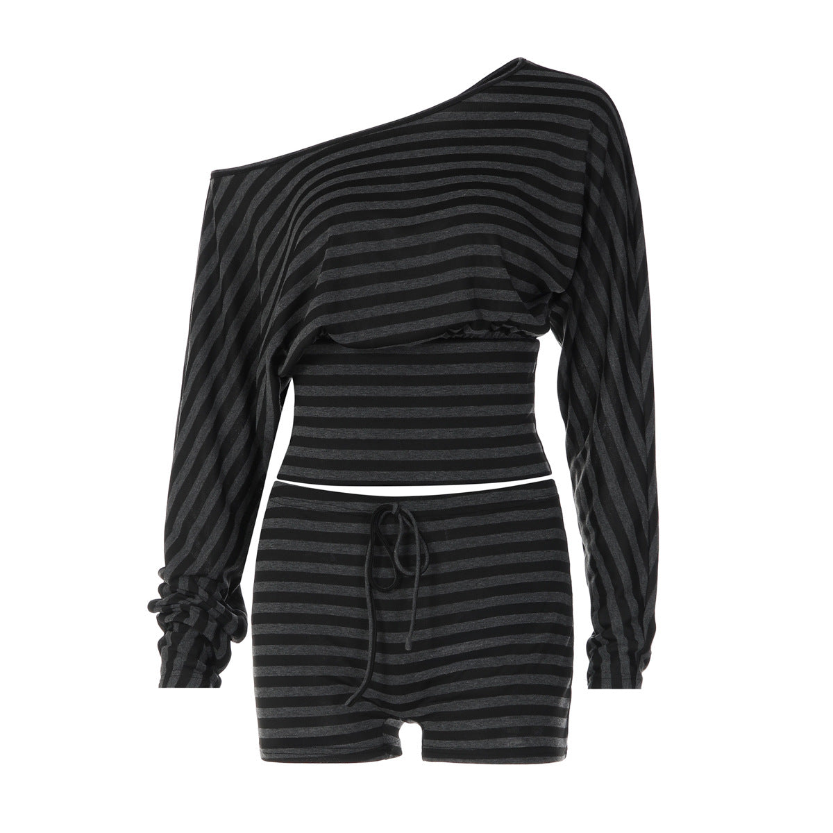 Women's Striped Top Shorts Set