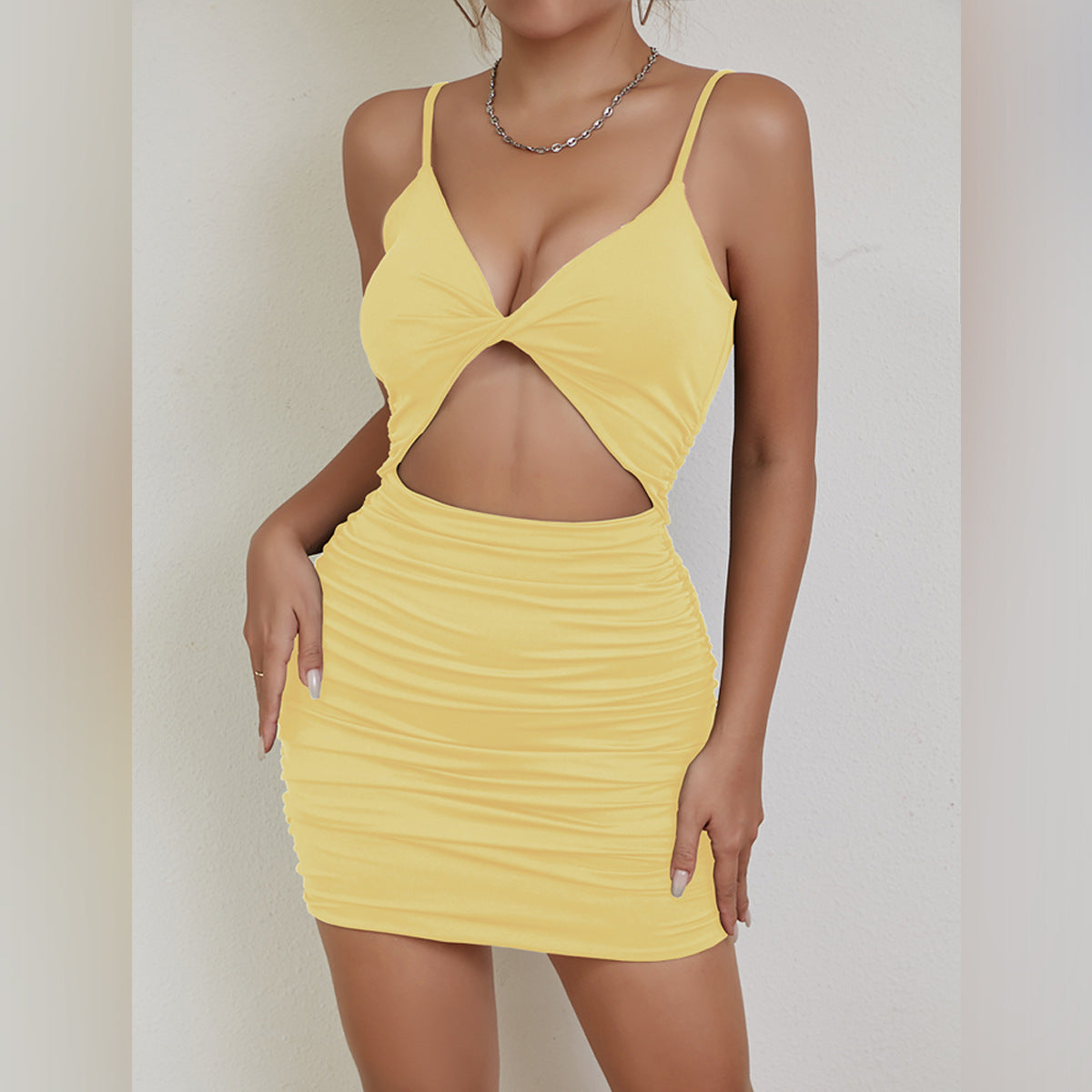 Cross-Strap Cutout Bodycon Mini Dress
