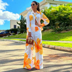 Women's Suit Women's Printed Shirt Spring Autumn Wide Leg Pants