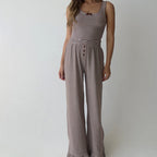 Women's Striped Vest & Ruffle Pants Pajama Set