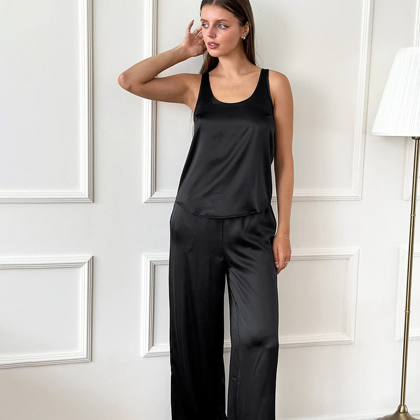 Black Satin Pajamas Lingerie