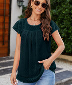 Women's Summer Flying Sleeves Chiffon Shirt Round Neck Dovetail Top T Shirt