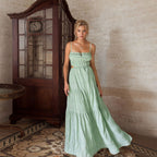 Women Clothing Summer Artistic Retro Sexy Backless Large Swing Camisole Dress