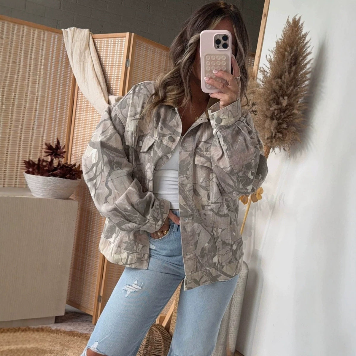 Women's Denim Camouflage Jacket