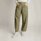 Women's Polka Dot Bow Detail Straight-Leg Trousers