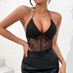 's Trend Solid Color Halter Low Cut Backless Irregular