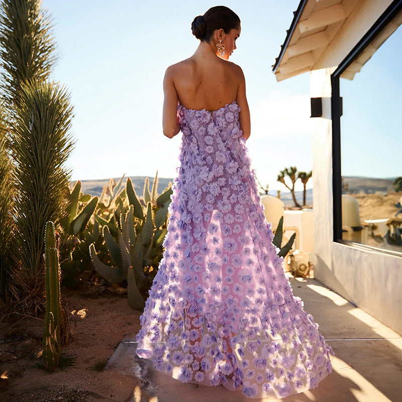 Women's Floral Strapless Maxi Dress