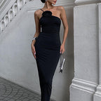 Backless One-Shoulder Pleated Elegant Dress