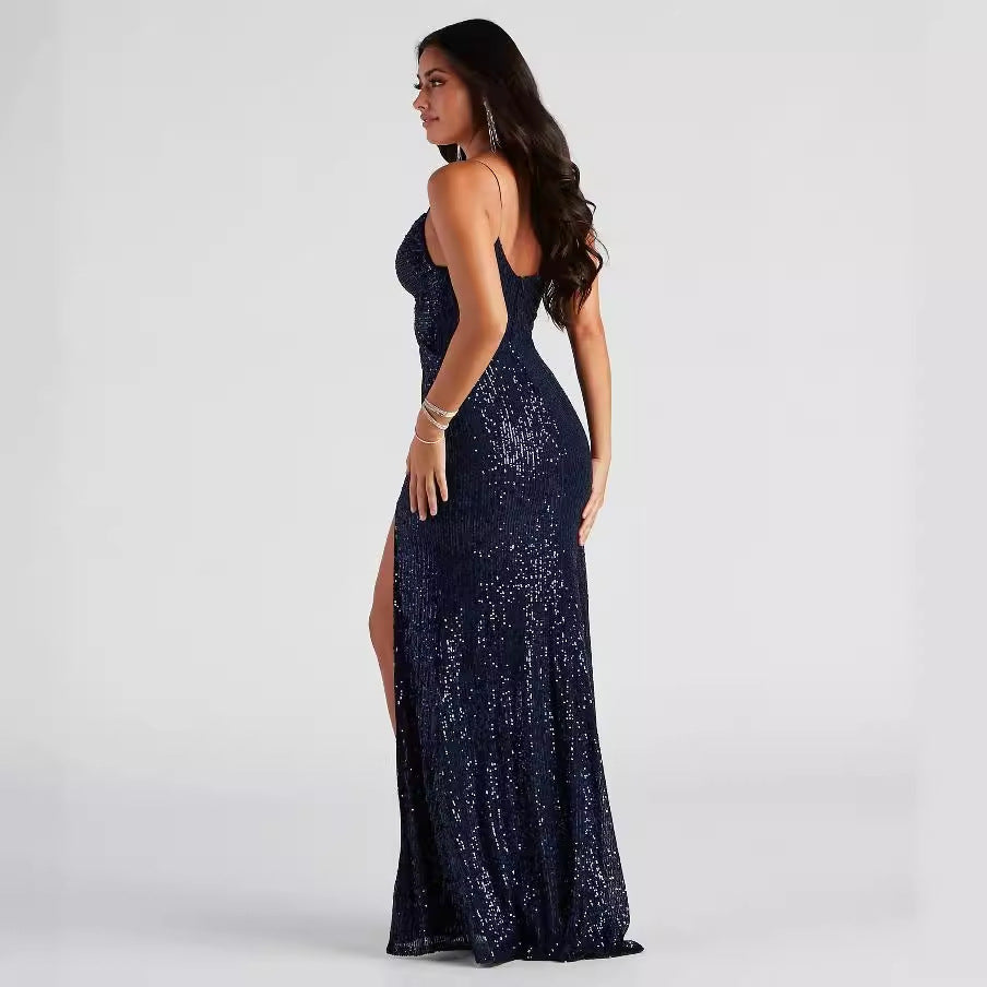 Women's Beaded Sequin V-Neck Cocktail Dress