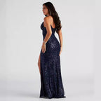 Women's Beaded Sequin V-Neck Cocktail Dress