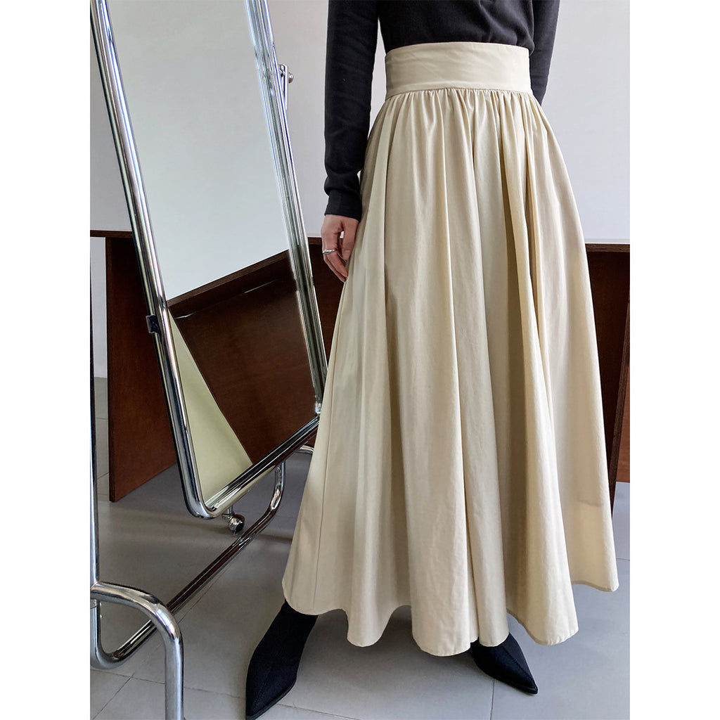 High Waist A Line Pleated Long Spring Elegant Sense Skirt